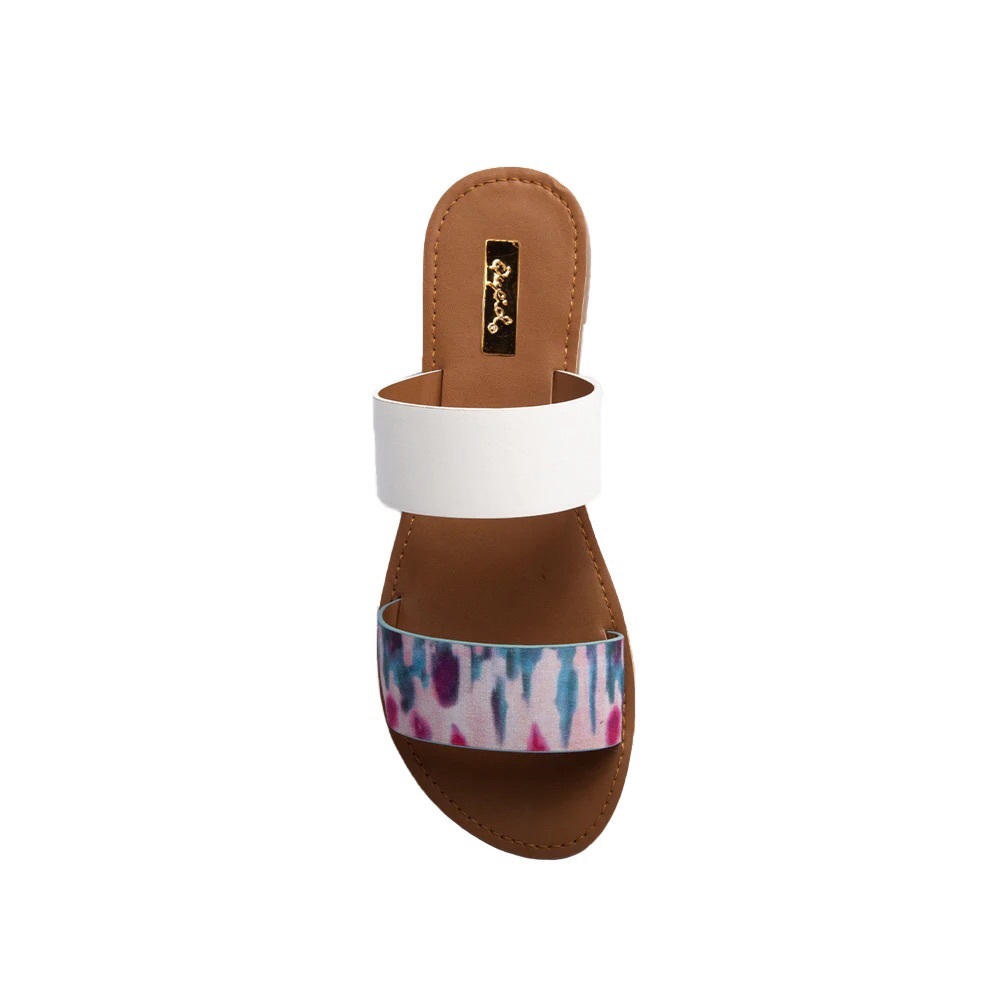 BLUE FUCHSIA TIE FABRIC TWO BAND SLIDE